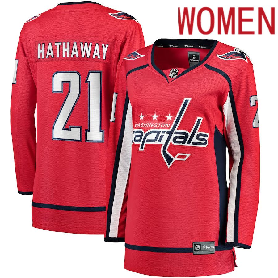 Women Washington Capitals 21 Garnet Hathaway Fanatics Branded Red Home Breakaway NHL Jersey